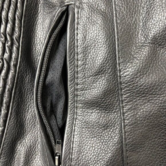 UNIK WOMENS LEATHER JACKET Cafe Moto Zip In Hoodie Purple Black Embroidered 5X - Picture 5 of 9